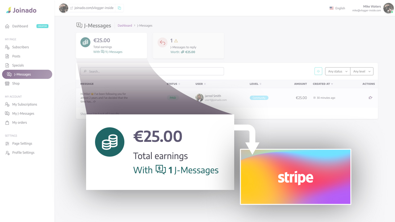 Joinado: J-Messages - What about payments?