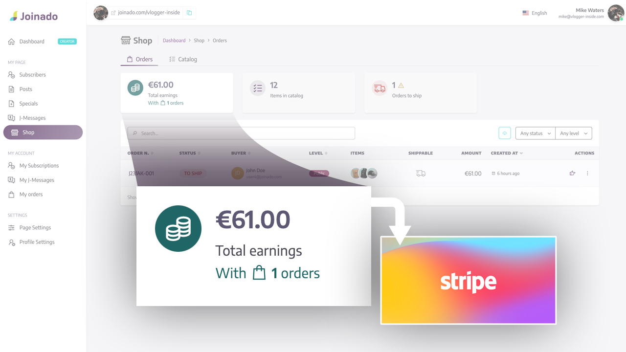 Joinado: Shop - What about payments?